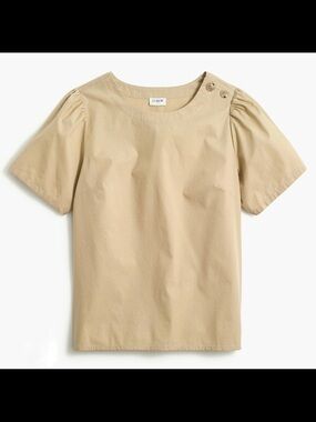 Brand New J. Crew Women's Short Sleeve Button-Shoulder Top in Beige